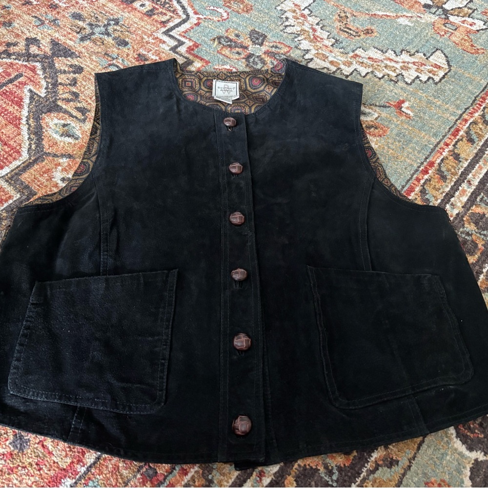 Black Suede with Silk Lining Women's Vest